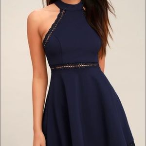NEW WITH TAGS Lulu’s Navy Skater Dress Women’s XS